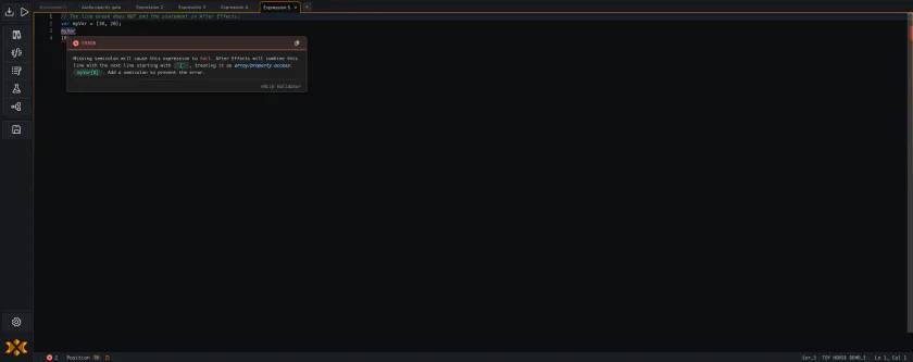 Two-line expression showing the ASI-hazard error underline and its hover explanation