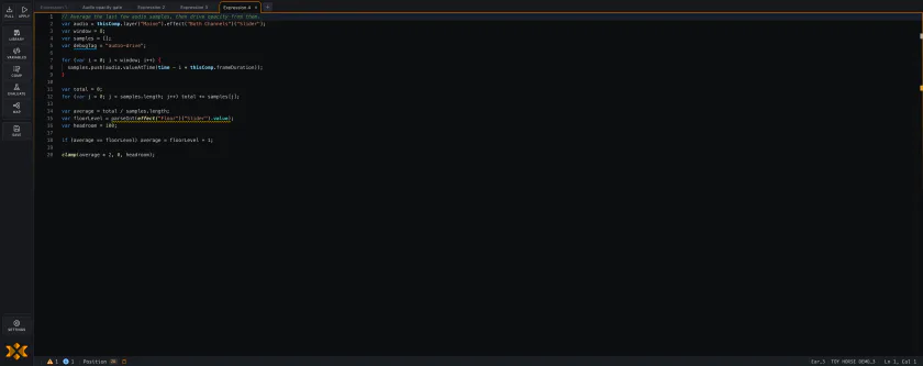 Wide eXLib panel with the labeled rail, tabbed editor, and full status bar