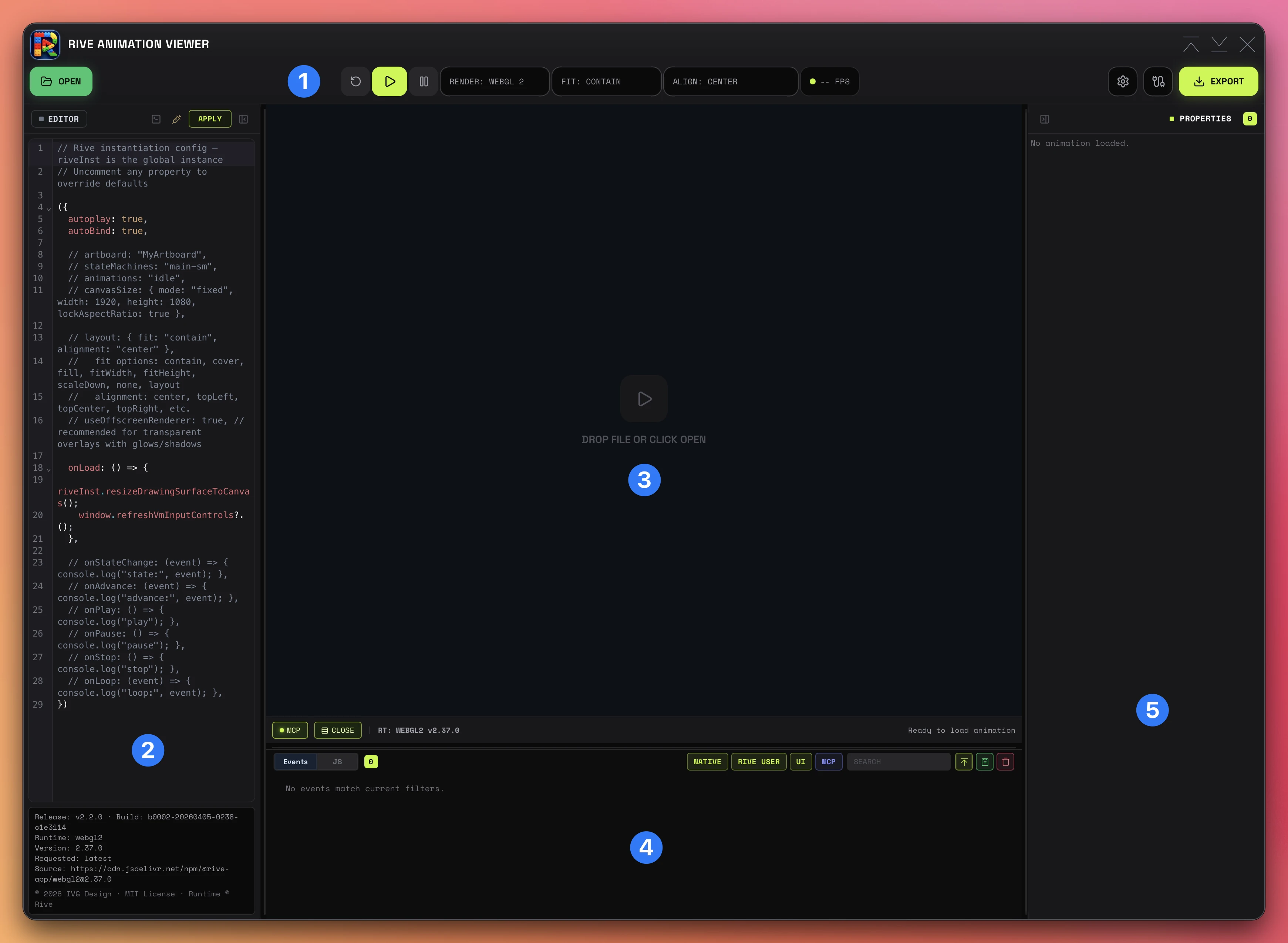 RAV full application layout with numbered callouts