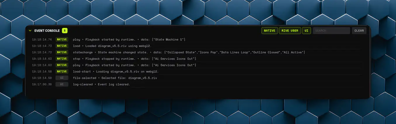 Event console with multi-source filtering