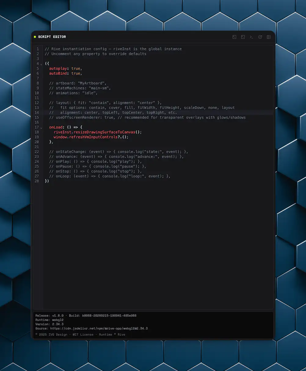 CodeMirror script editor panel