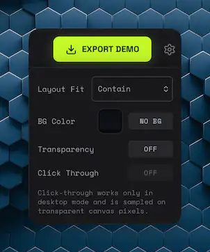 Settings panel with renderer and layout options