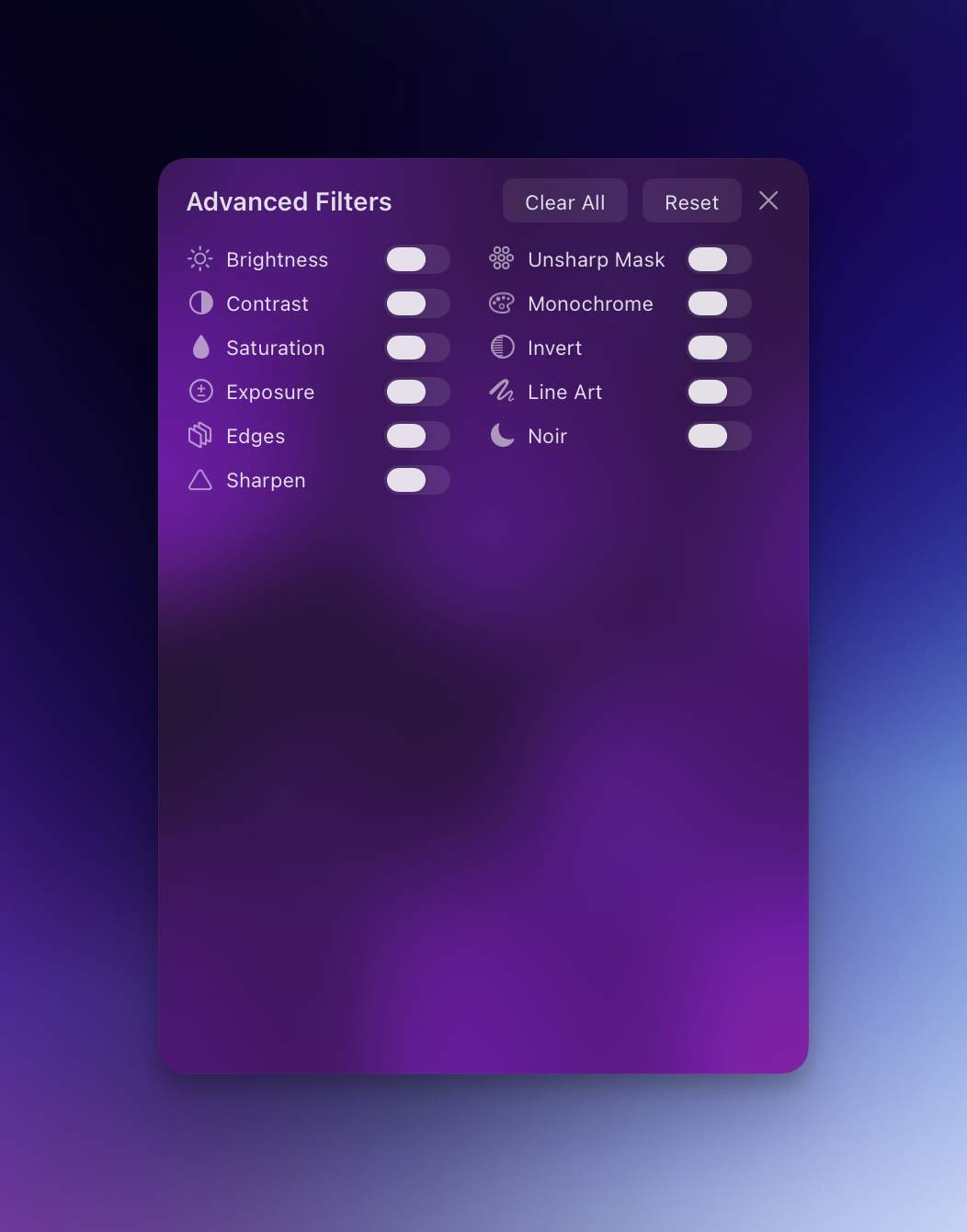 Video Filters Panel