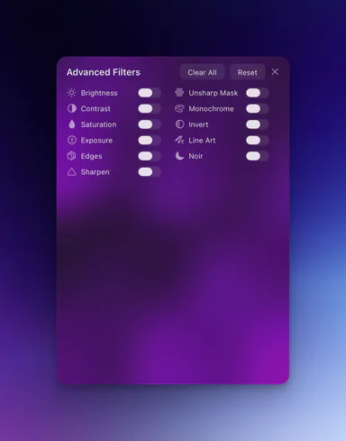 Reframer video filters panel