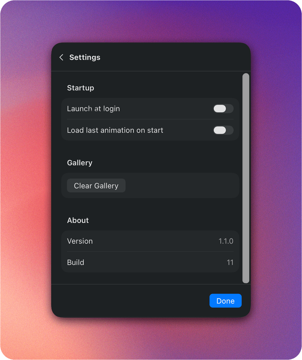 Settings Screen